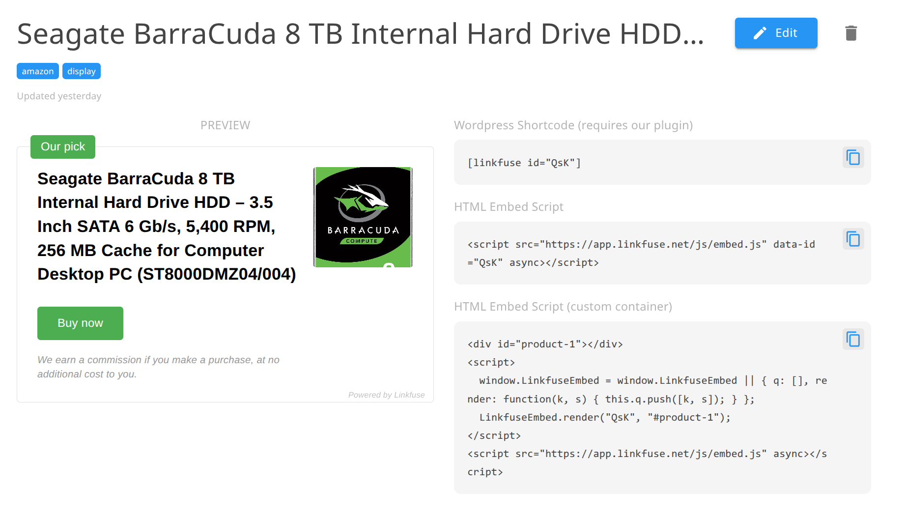 Product Display Preview