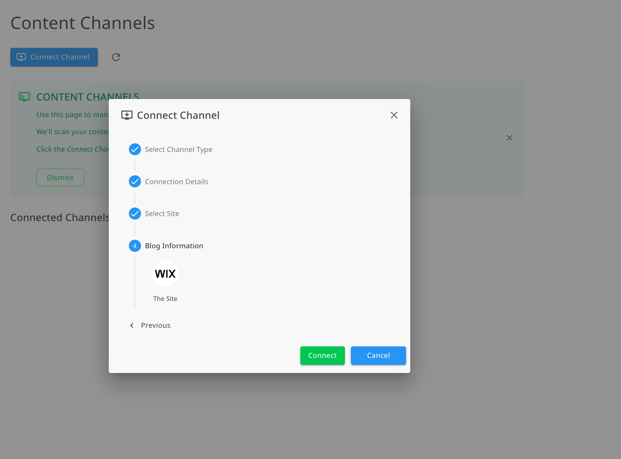 Completing the Wix Blog connection in Linkfuse