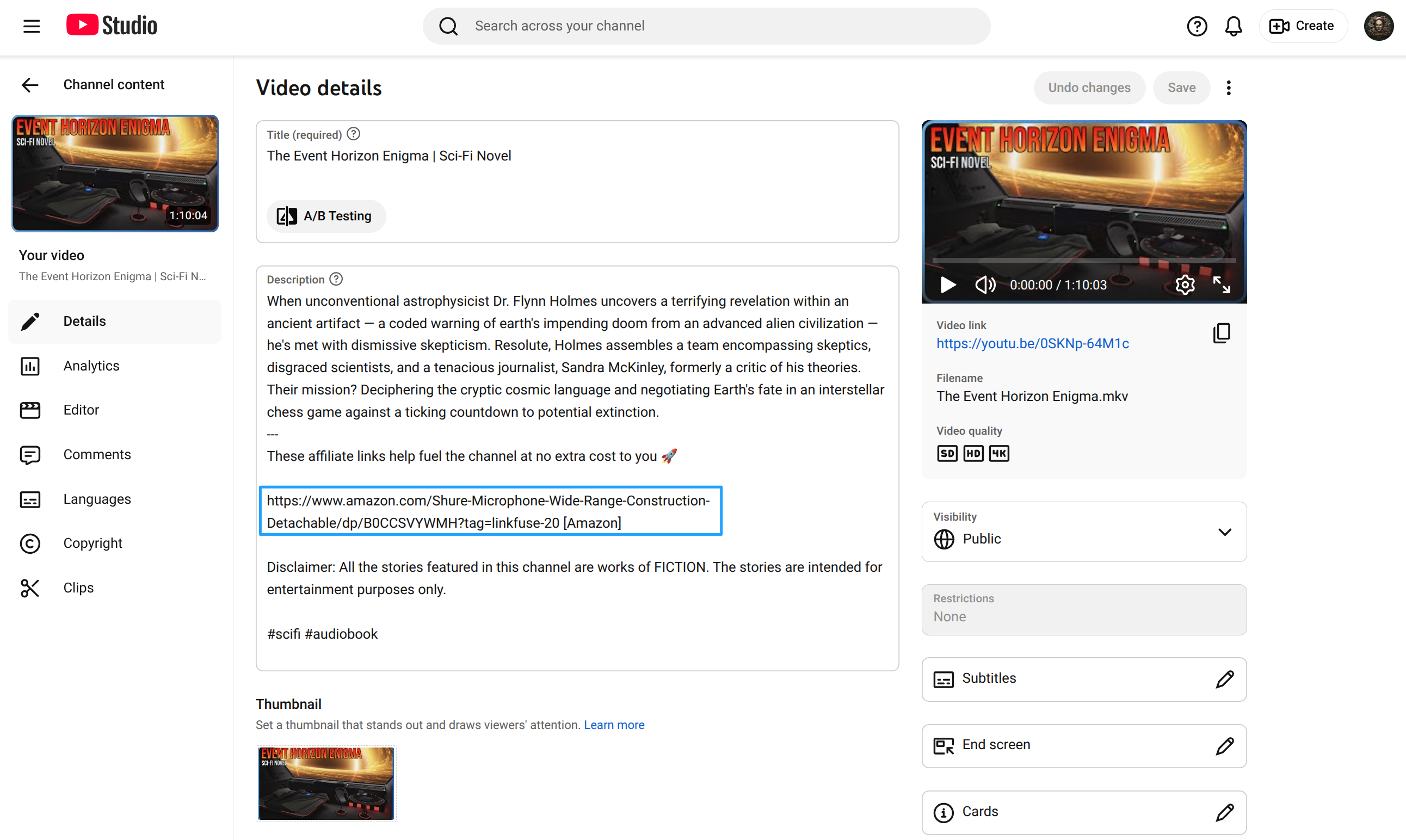 Video before optimization