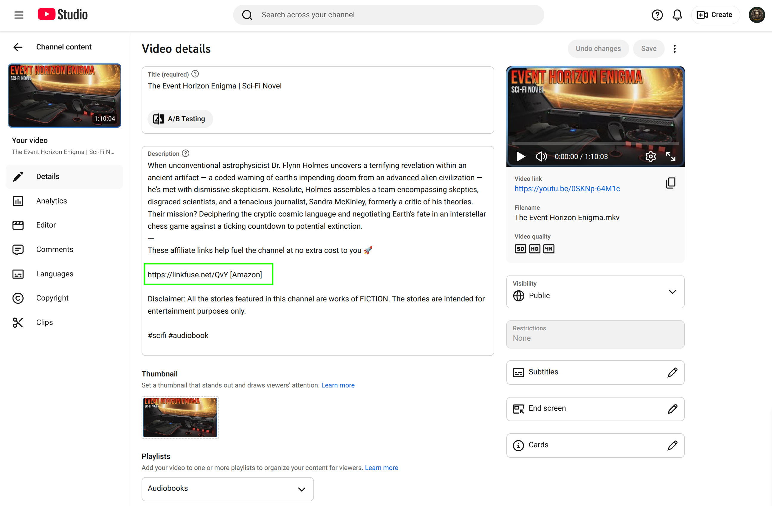 Video before optimization